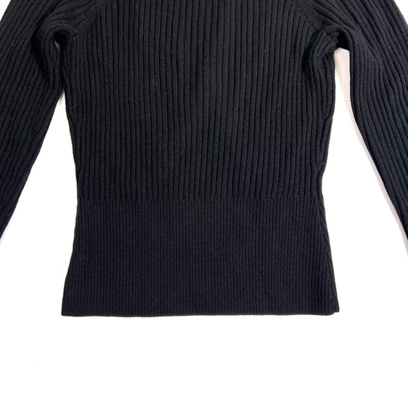 Frame Denim Twisted Keyhole Wool Blend Sweater Black - Picture 8 of 10